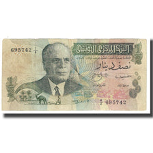 Nota, Tunísia, 1/2 Dinar, 1973, 1973-10-15, KM:69a, VF(20-25)