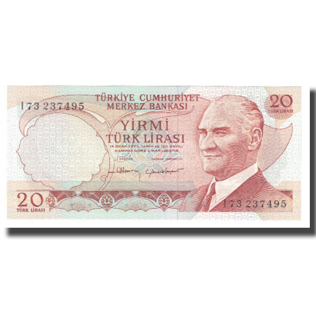 Banknote, Turkey, 20 Lira, 1970, 1970-10-14, KM:181b, UNC(65-70)