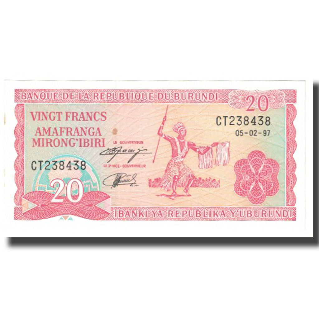 Nota, Burundi, 20 Francs, 1997, 1997-02-05, KM:27A, AU(55-58)