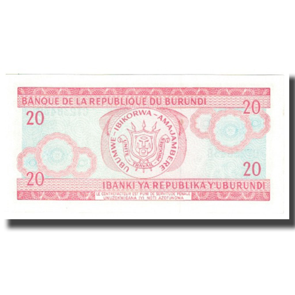 Nota, Burundi, 20 Francs, 1997, 1997-02-05, KM:27A, AU(55-58)