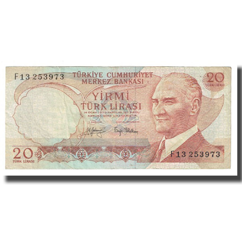 Banknot, Turcja, 20 Lira, 1970, 1970-10-14, KM:187a, VF(20-25)