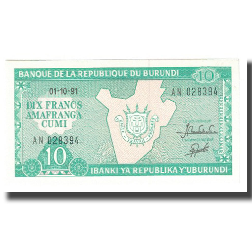 Billete, 10 Francs, 1991, Burundi, 1991-10-01, KM:33a, UNC