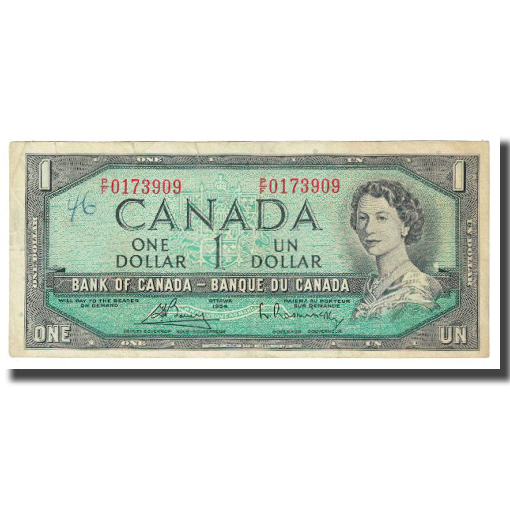 Biljet, Canada, 1 Dollar, 1954, KM:75b, TB