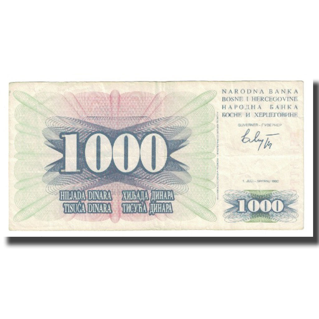 Banknote, Bosnia - Herzegovina, 1000 Dinara, 1992, 1992-07-01, KM:15a, EF(40-45)