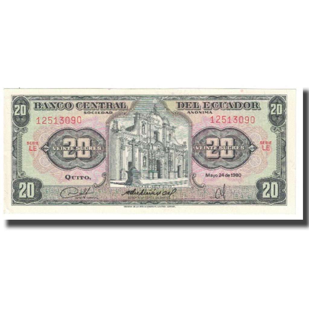 Banknote, Ecuador, 20 Sucres, 1980, 1980-05-24, KM:121Aa, UNC(63)