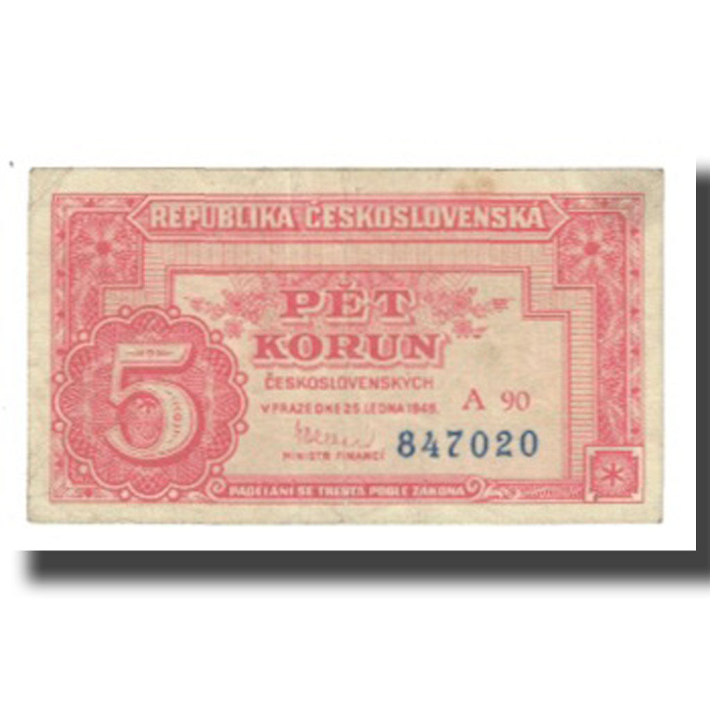 Banknote, Czechoslovakia, 5 Korun, 1949, 1949-01-25, KM:59a, EF(40-45)
