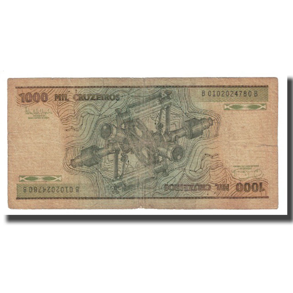 Banconote, Brasile, 1000 Cruzeiros, KM:201c, MB