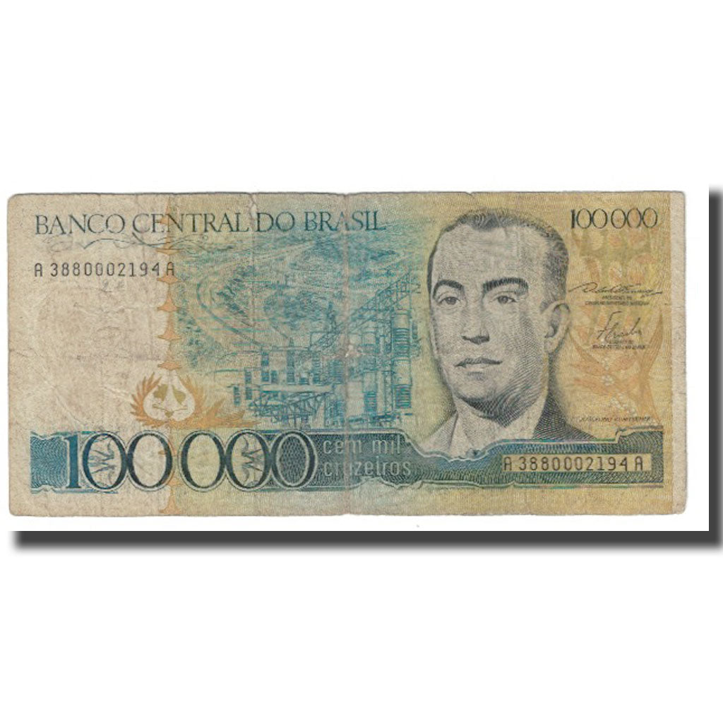 Banknote, Brazil, 100,000 Cruzeiros, KM:205a, VF(20-25)