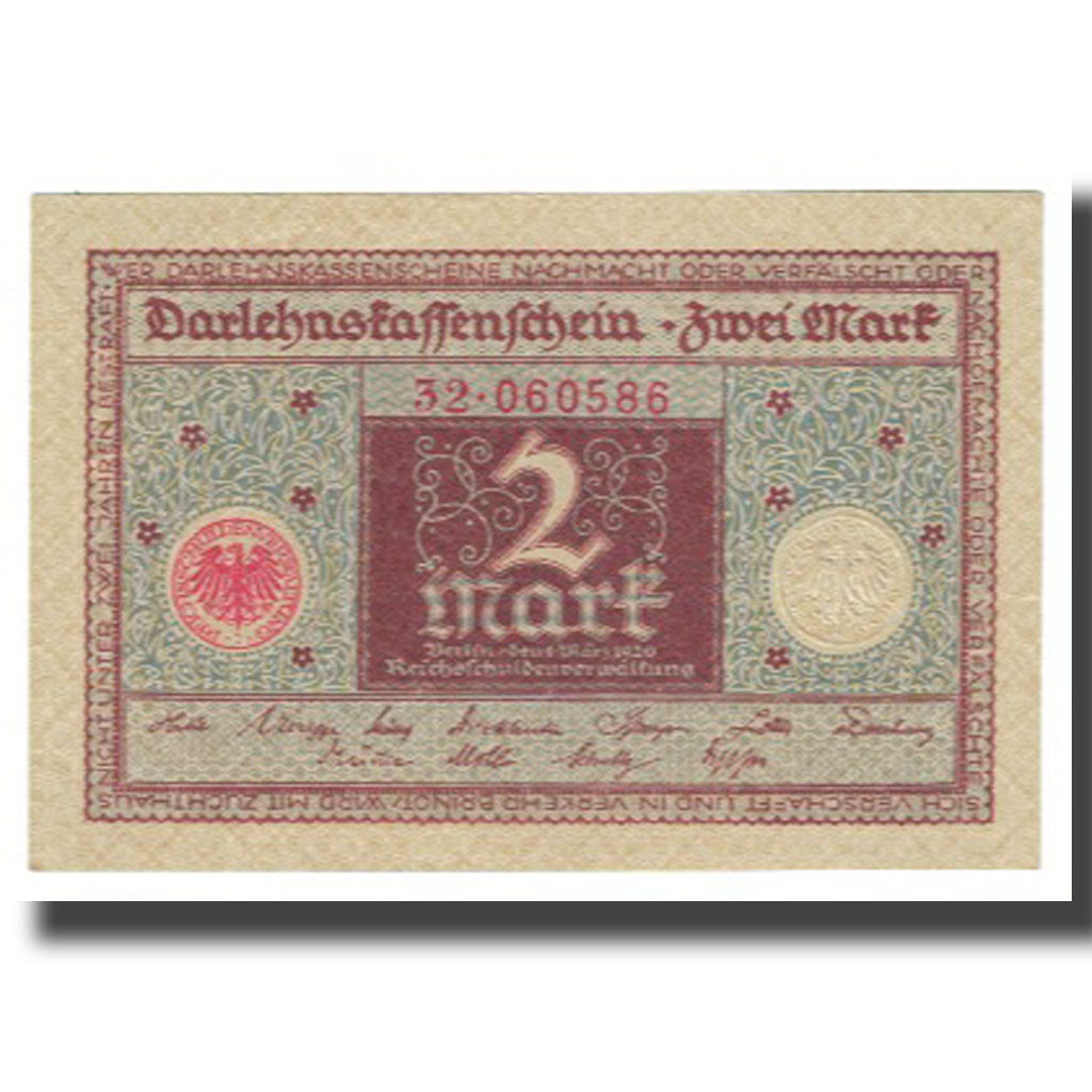 Biljet, Duitsland, 2 Mark, 1920, KM:60, SPL