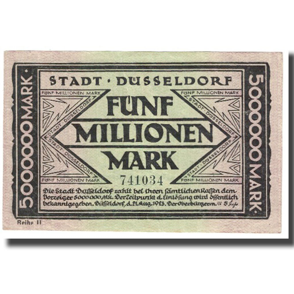 Banknote, Germany, 5000000 Mark, STADT DUSSELDORF, UNC(63)