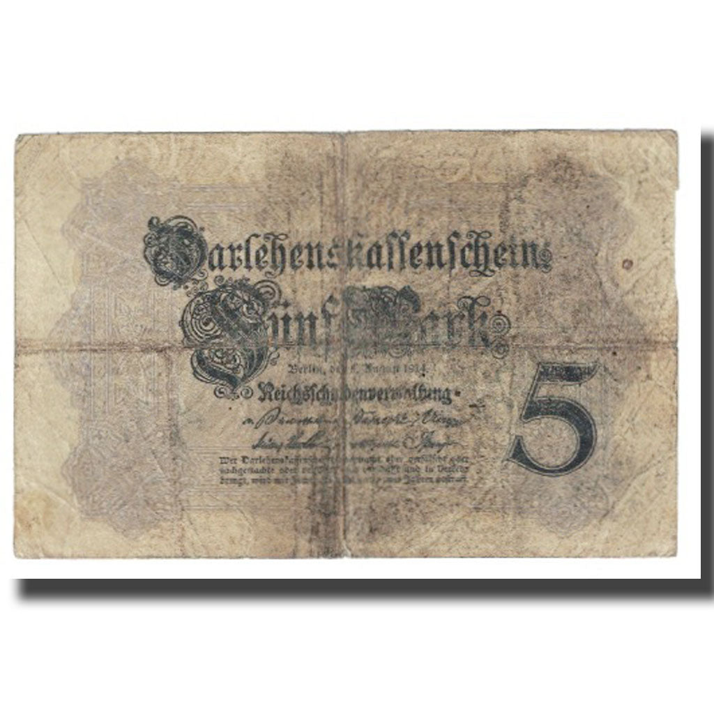 Banknote, Germany, 5 Mark, 1914, 1914-08-05, KM:47b, VF(20-25)