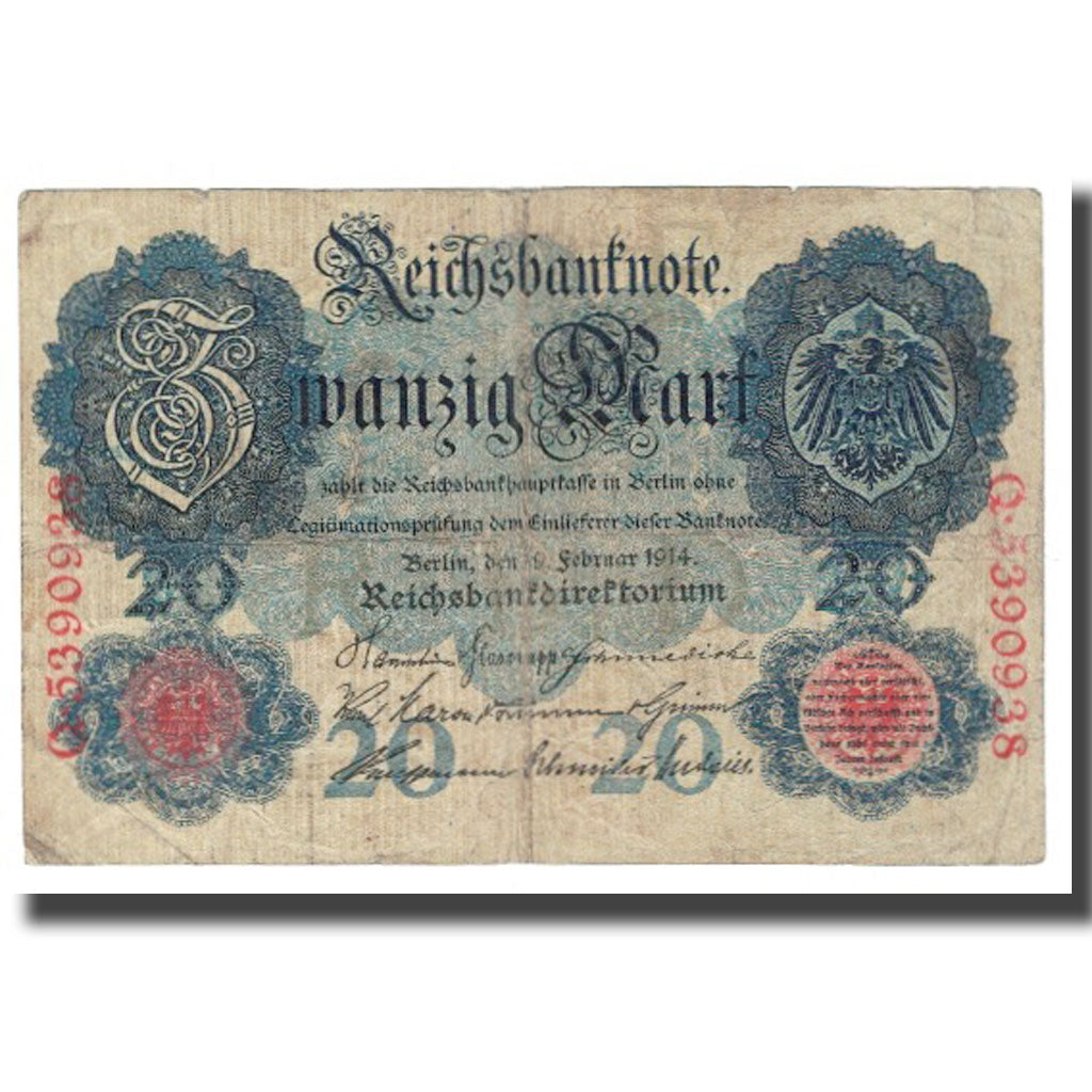 Banknote, Germany, 20 Mark, 1914, 1914-02-19, KM:31, VF(20-25)