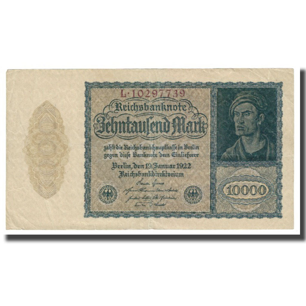 Banknote, Germany, 10,000 Mark, 1922, 1922-01-19, KM:70, EF(40-45)