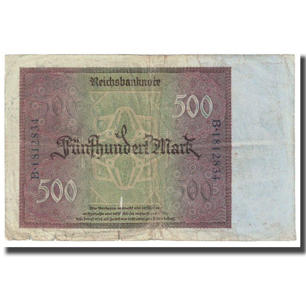 Billet, Allemagne, 500 Mark, 1922, 1922-03-27, KM:73, TB
