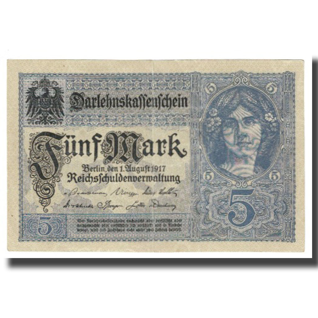 Banknot, Niemcy, 5 Mark, 1917, 1917-08-01, KM:56a, UNC(65-70)