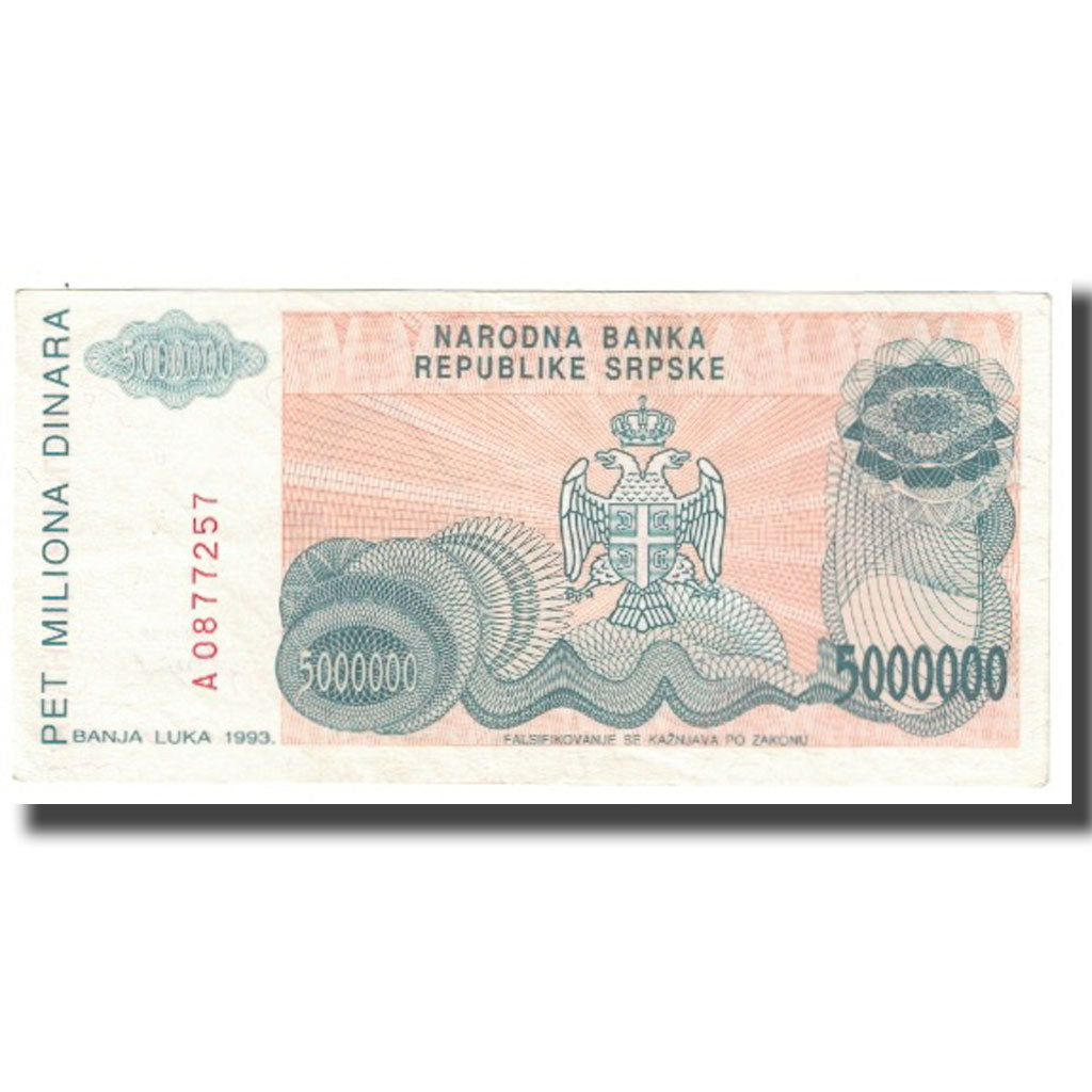 Banknote, Bosnia - Herzegovina, 5,000,000 Dinara, 1993, KM:153a, AU(55-58)