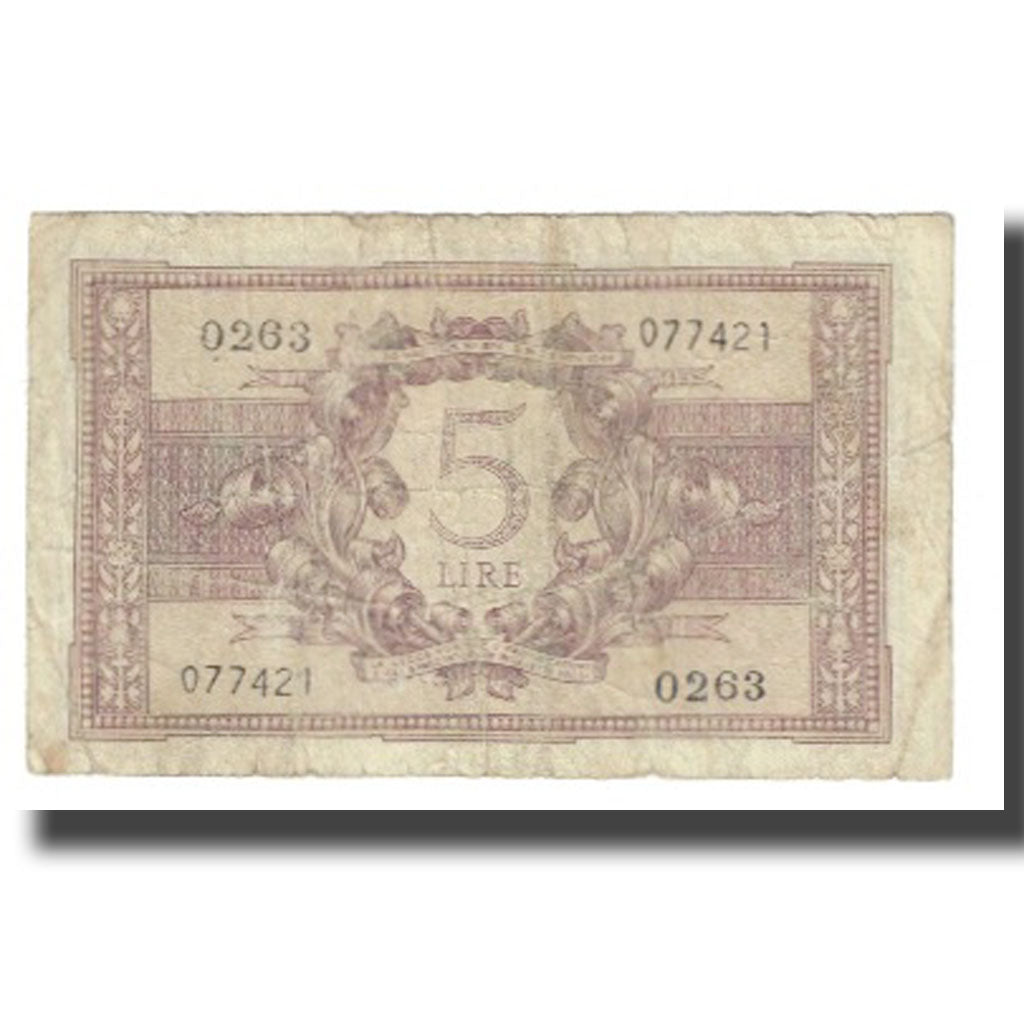 Banconote, Italia, 5 Lire, 1944, KM:31b, MB