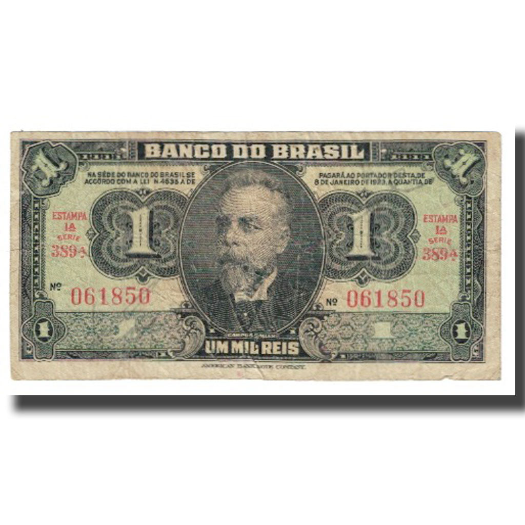 Banknote, Brazil, 1 Mil Reis (Cruzeiro), KM:131a, VF(20-25)