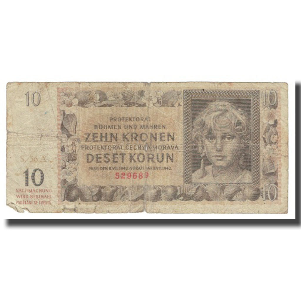 Billet, Bohemia and Moravia, 10 Korun, 1942, 1942-07-08, KM:8a, TB
