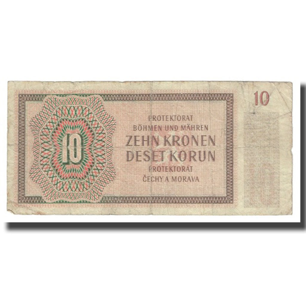 Banknote, Bohemia and Moravia, 10 Korun, 1942, 1942-07-08, KM:8a, VF(20-25)
