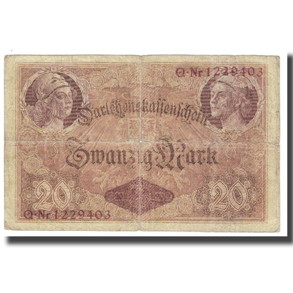 Banknote, Germany, 20 Mark, 1914, 1914-08-05, KM:48a, VF(20-25)