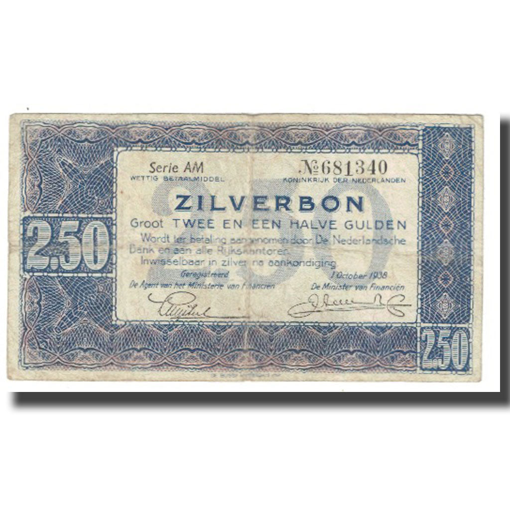 Banknote, Netherlands, 2 1/2 Gulden, 1938, 1938-10-01, KM:62, VF(20-25)