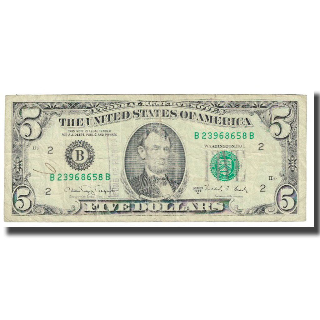 Banknot, USA, Five Dollars, 1988, VF(20-25)