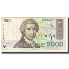 Banknote, Croatia, 2000 Dinara, 1992, 1992-01-15, KM:23a, VF(20-25)