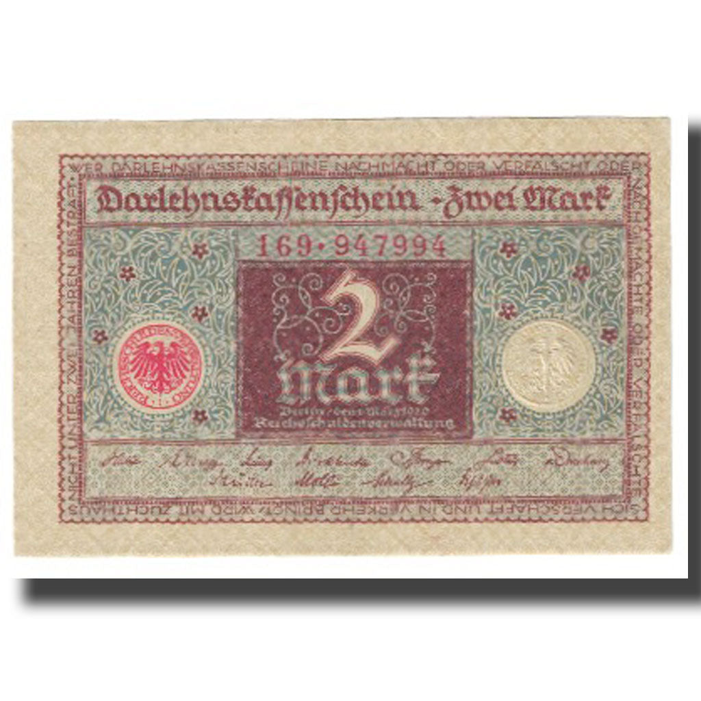 Banknot, Niemcy, 2 Mark, 1920, 1920-03-01, KM:59, UNC(65-70)