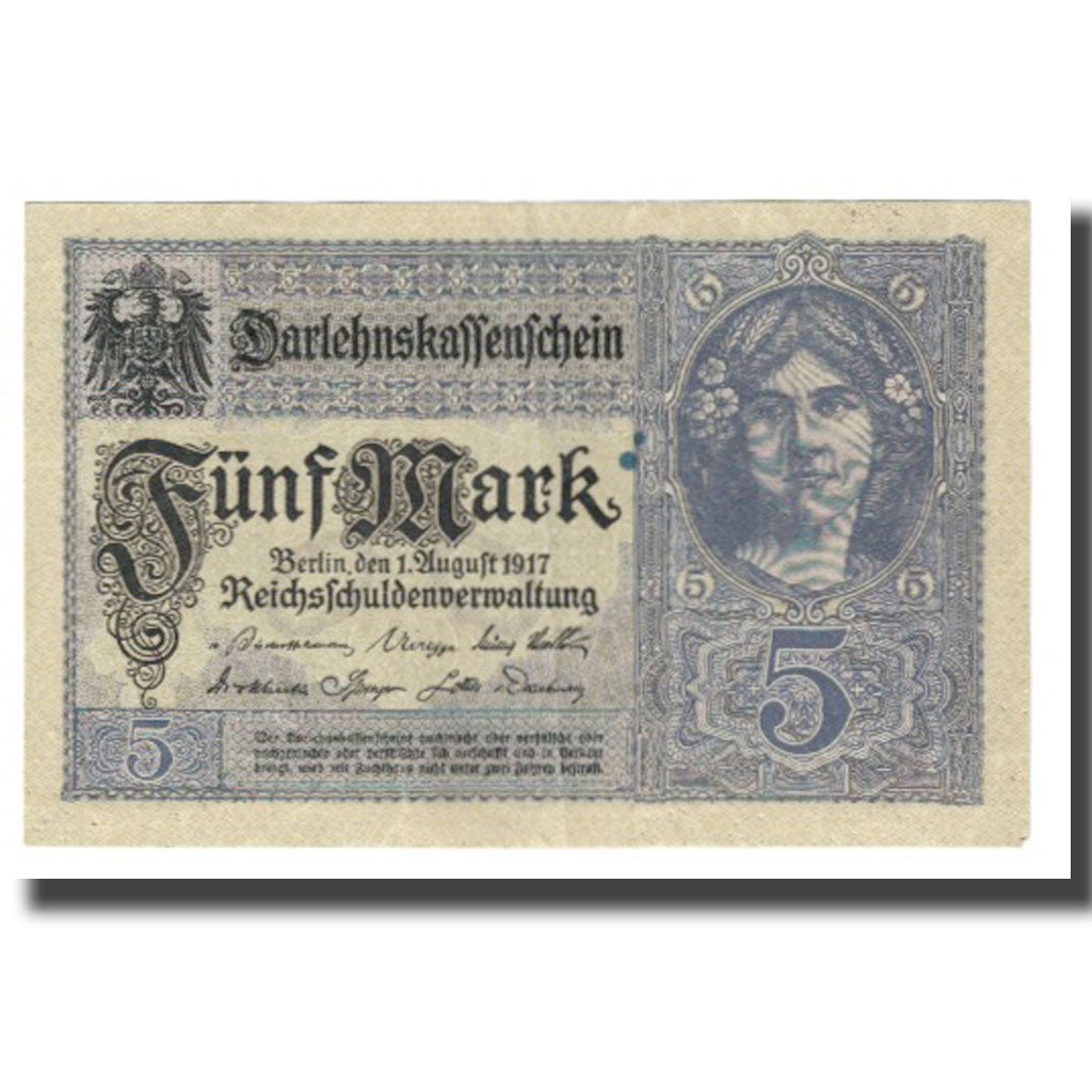 Banknote, Germany, 5 Mark, 1917, 1917-08-01, KM:56a, AU(55-58)