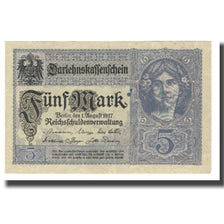 Banknote, Germany, 5 Mark, 1917, 1917-08-01, KM:56a, AU(55-58)