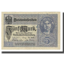 Geldschein, Deutschland, 5 Mark, 1917, 1917-08-01, KM:56a, VZ