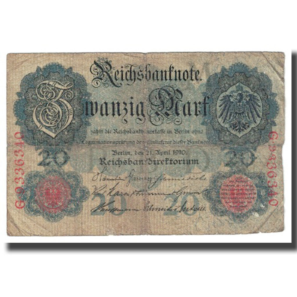 Banknote, Germany, 20 Mark, 1910, 1910-04-21, KM:46b, VF(20-25)