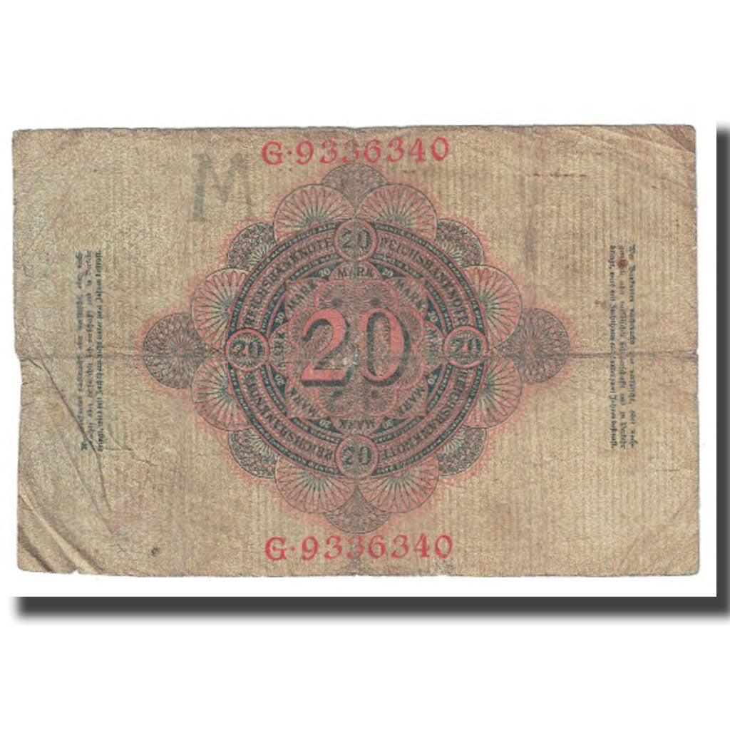 Banknote, Germany, 20 Mark, 1910, 1910-04-21, KM:46b, VF(20-25)