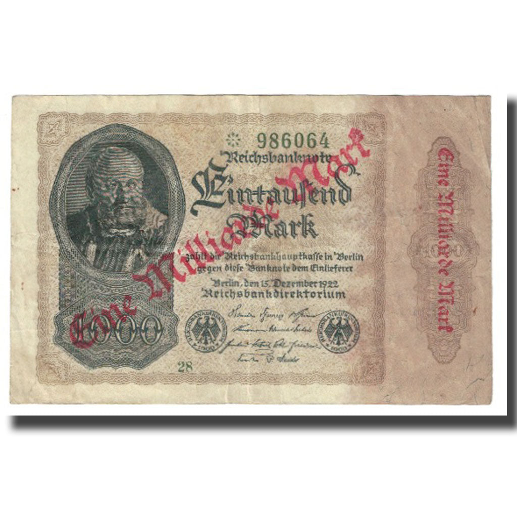 Banknote, Germany, 1 Milliarde Mark on 1000 Mark, 1922, 1922-12-15, KM:113a