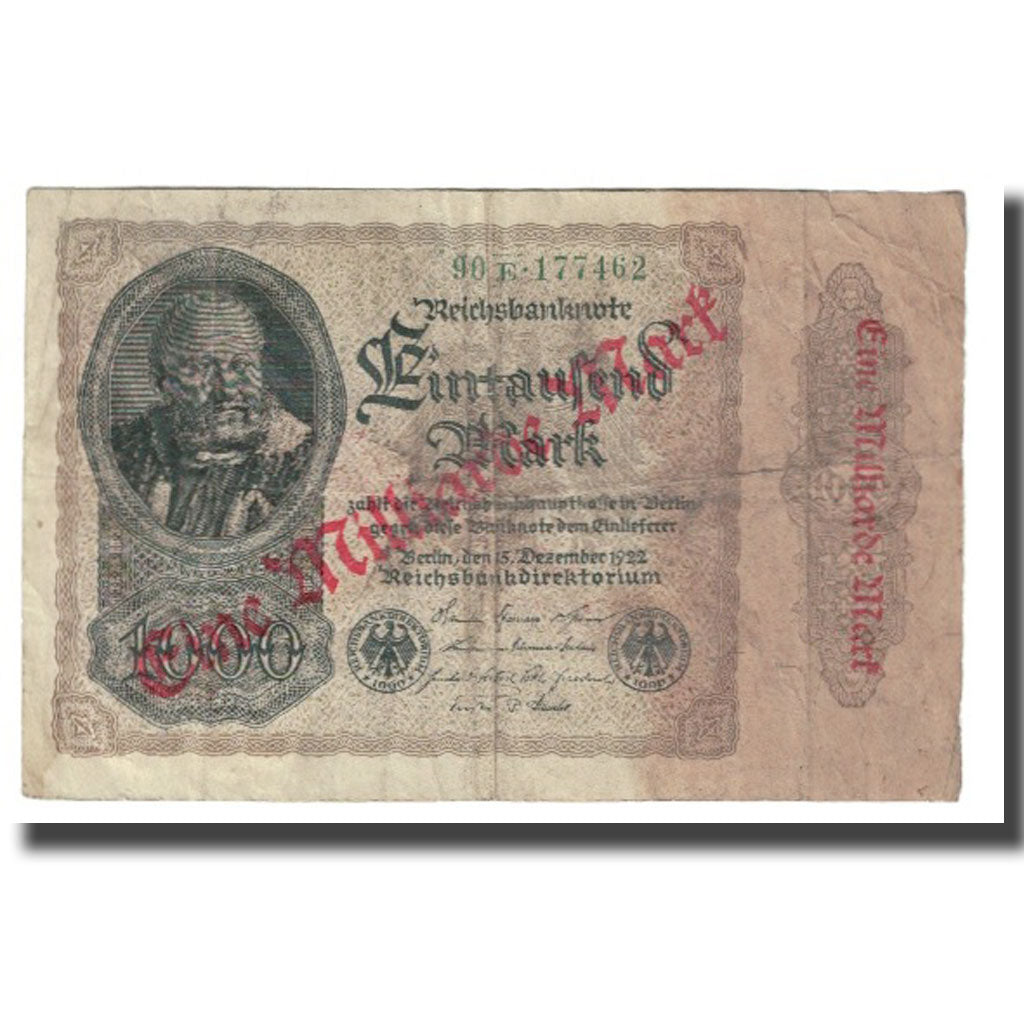 Banknote, Germany, 1 Milliarde Mark on 1000 Mark, 1922, 1922-12-15, KM:113a