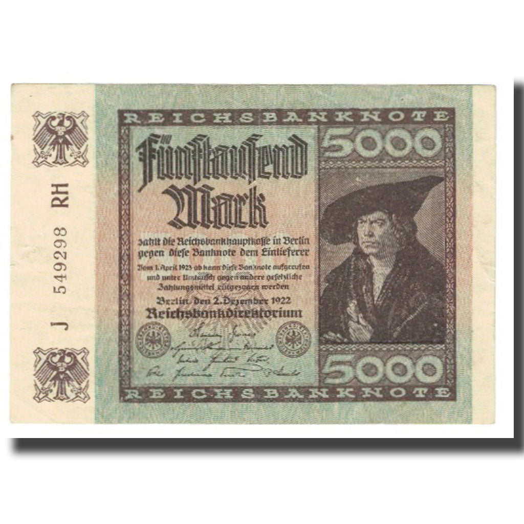 Banknote, Germany, 5000 Mark, 1922, 1922-12-02, KM:81a, AU(55-58)