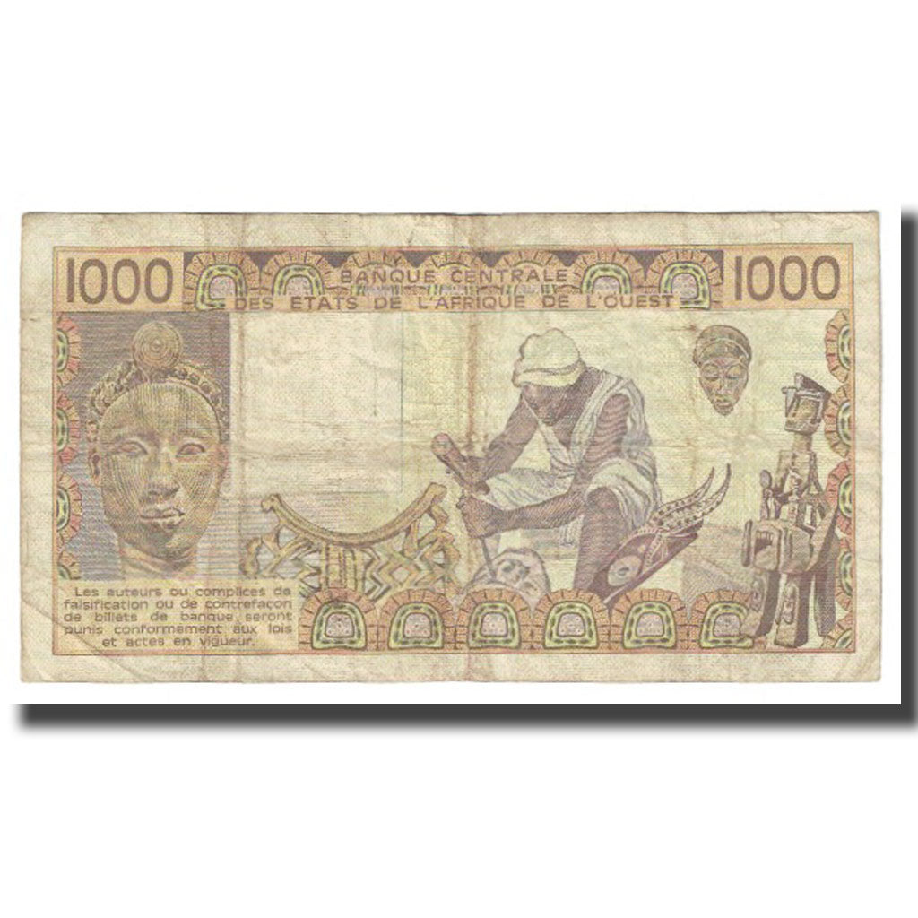 Banknote, West African States, 1000 Francs, KM:207Ba, VF(20-25)