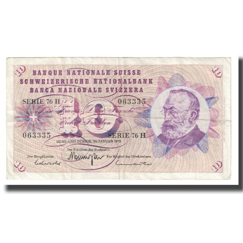 Banknote, Switzerland, 10 Franken, 1972, 1972-01-24, KM:45j, EF(40-45)