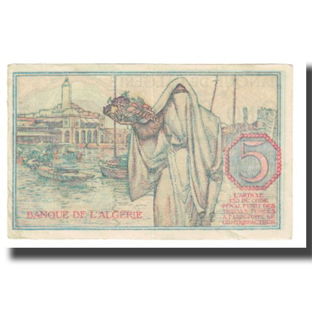 Banknote, Algeria, 5 Francs, 1944, 1944-02-08, KM:94a, EF(40-45)
