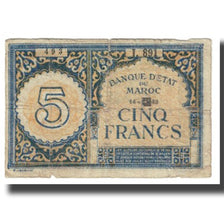 Nota, Marrocos, 5 Francs, KM:33, VF(20-25)