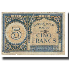 Geldschein, Marokko, 5 Francs, KM:33, S