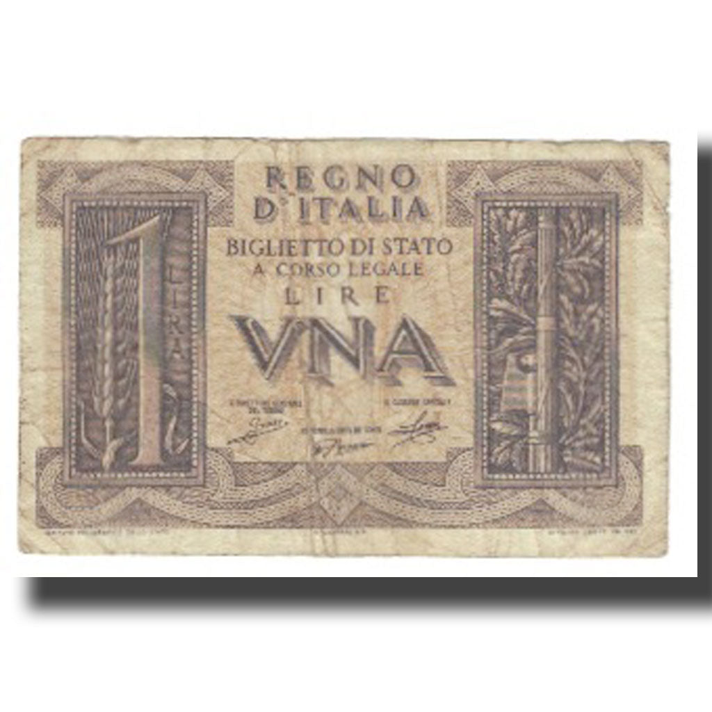Nota, Itália, 1 Lira, KM:26, VF(20-25)