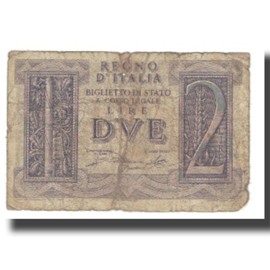 Banknote, Italy, 2 Lire, KM:27, VF(20-25)