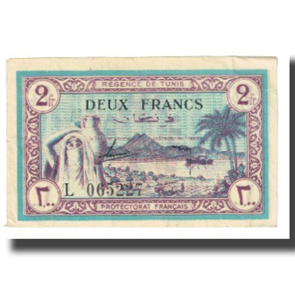 Banknote, Tunisia, 2 Francs, 1943, 1943-07-15, KM:56, EF(40-45)