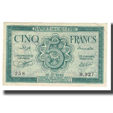 Banknote, Algeria, 5 Francs, 1942, 1942-11-16, KM:91, EF(40-45)
