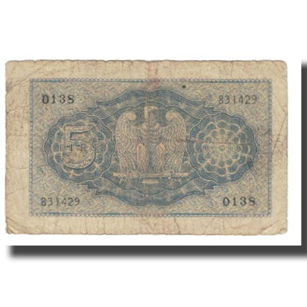 Banknot, Włochy, 5 Lire, Undated, Undated, KM:28, VF(20-25)