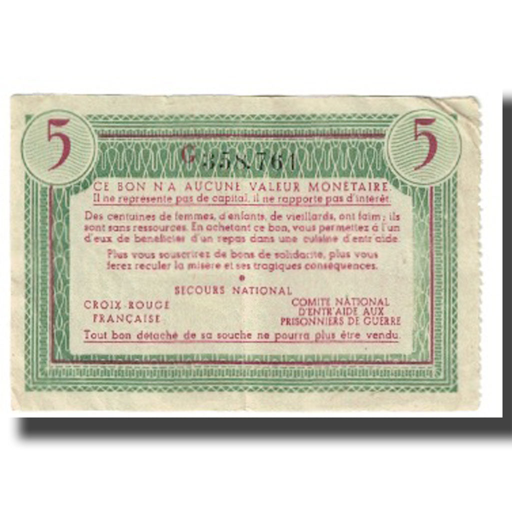 França, Bon de Solidarité, 5 Francs, EF(40-45)