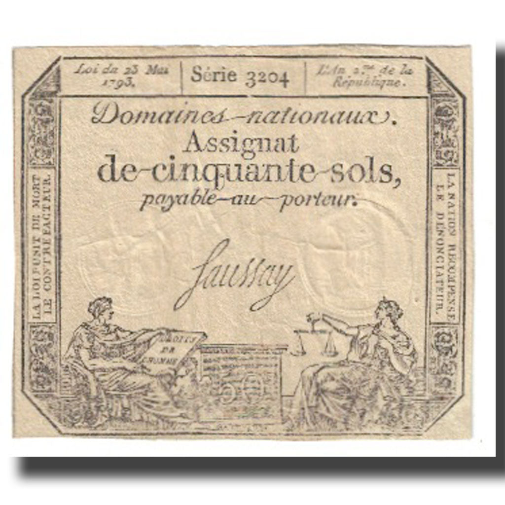 France, 50 Sols, 1793, 23.5.1793, AU(55-58), KM:A70b