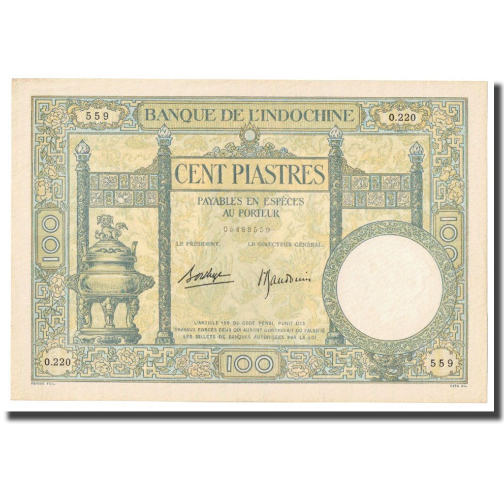 Banknote, FRENCH INDO-CHINA, 100 Piastres, KM:51d, UNC(65-70)